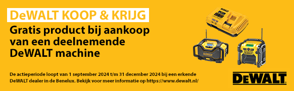 Scoor een gratis product bij aankoop van een deelnemende DeWALT machine