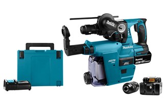 Makita DHR243RTJW accu combihamer SDS-Plus - 18V - 2x5.0 Ah accu en snellader in Mbox met stofafzuigunit