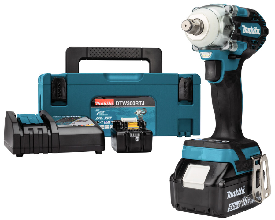 Makita accu slagmoersleutel - DTW300RTJ - 18V - 2x5.0 Ah accu en snellader - Mbox