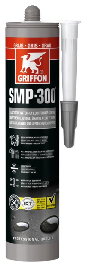 Griffon elastische waterdichte en luchtdichte coating SMP-300 - koker 290 ml - grijs